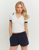 Tally Weijl White Striped Knit Top White front view