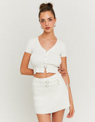Tally Weijl White Knitted Cardigan WHITE model front view