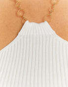 Tally Weijl Halter Knit Top With Chain White side view