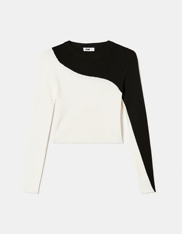 Ladies Sweater - Black/White-Ghost View