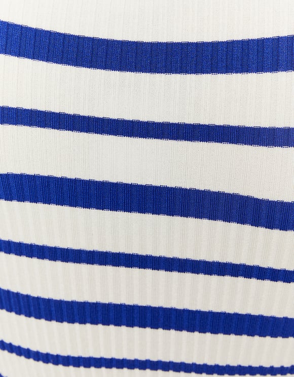 Ladies Striped Long Sleeve Top-Close Up View
