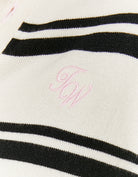 Tally Weijl Striped Cropped Tops With Polo Neck-Cream/Black/Pink Cream/Black/Pink flat front view