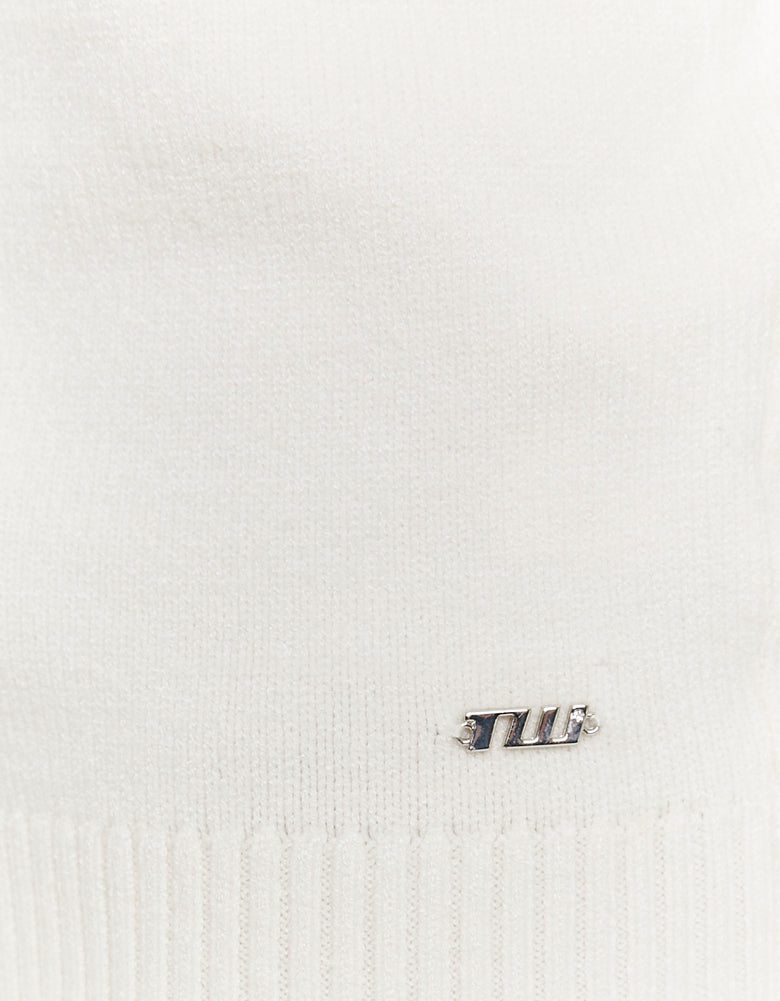 Ladies Ladies White Off-Shoulder Sweater-Tally Logo View