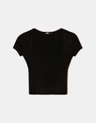 Tally Weijl Black Short Sleeve Knitted Top Black back view