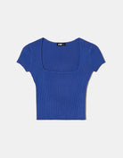 Tally Weijl Blue Short Sleeve Knitted Top BLUE back view