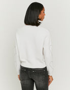 Tally Weijl White Knit Sweater With Rhinestones White detail view
