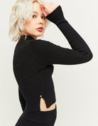 Tally Weijl Black Ribbed Fitted Sweater Black back view