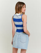 Tally Weijl Striped Knitted Polo Top Blue/White detail view