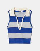 Tally Weijl Striped Knitted Polo Top Blue/White back view