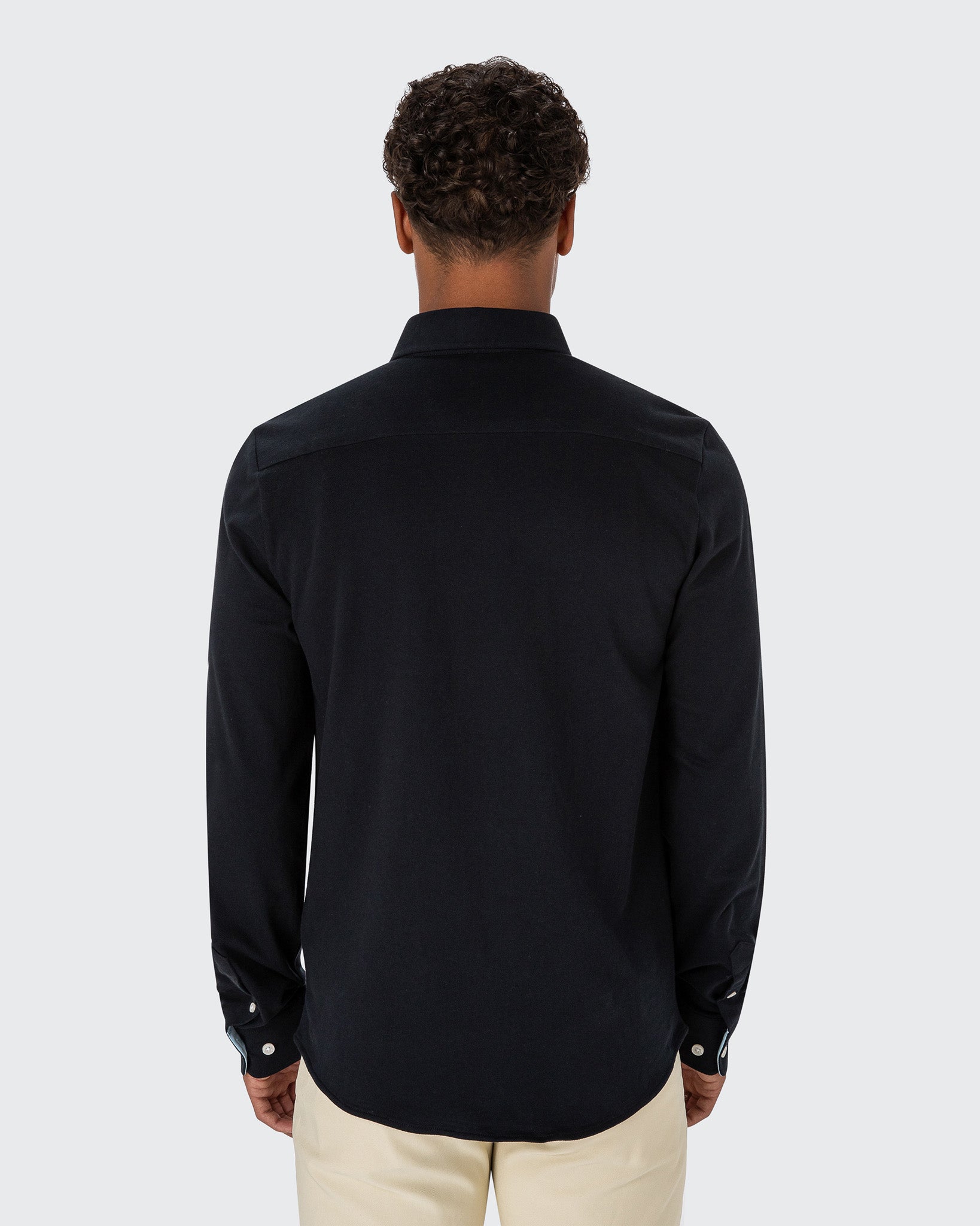 Pique Stretch Navy Shirt-Back view