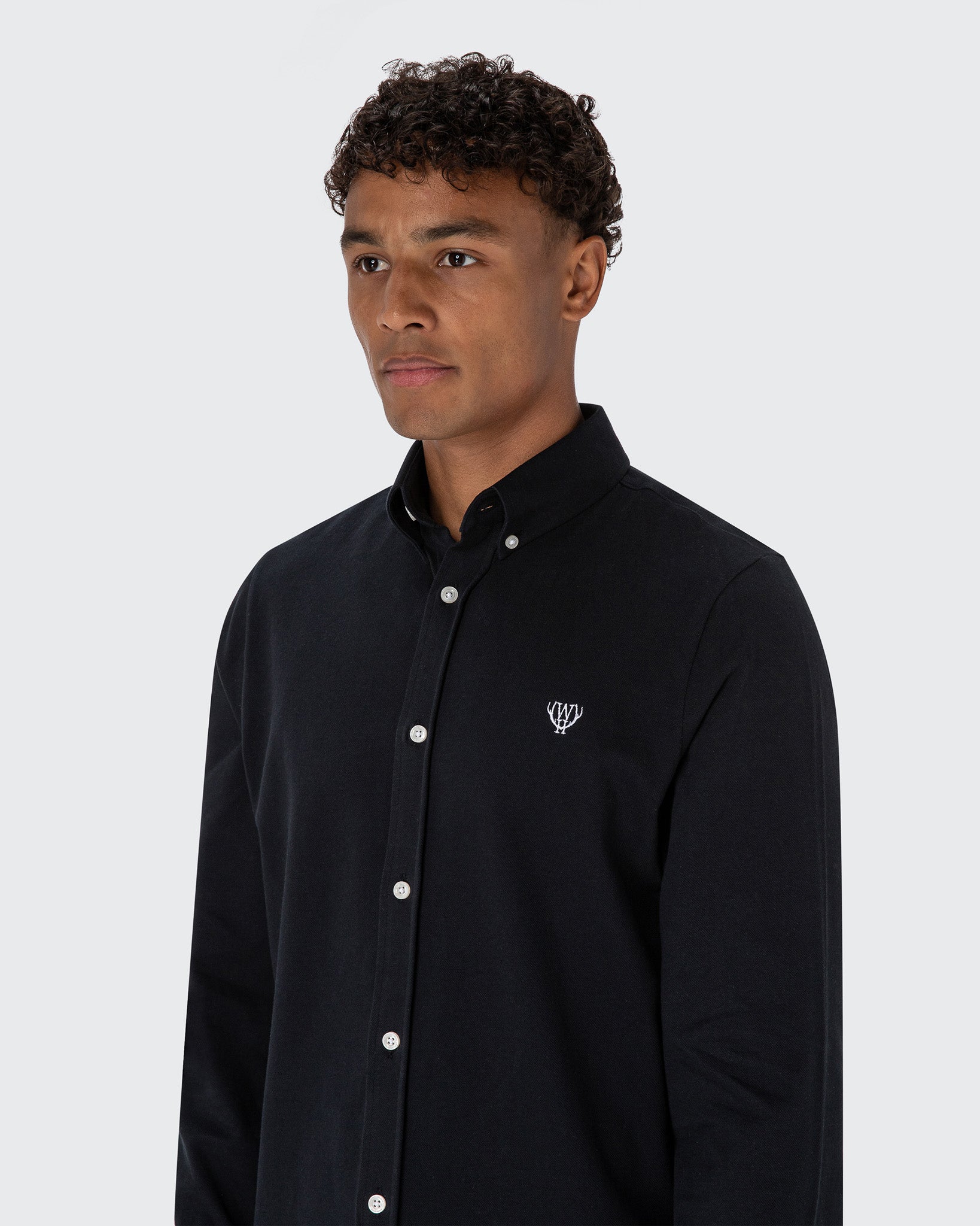 Pique Stretch Navy Shirt-Side view