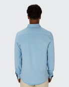 Walker & Hunt Pique Stretch Light Blue Shirt Light Blue model front view