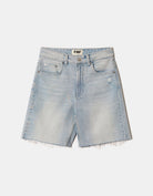 Tally Weijl Bermuda High Waist Blue Shorts Light Blue model front view