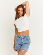 Tally Weijl High Waist Shorts With A-Shape Blue model front view