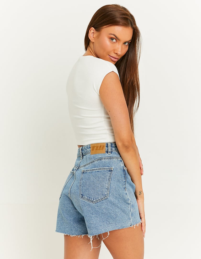 Ladies High Waist Shorts With A-Shape-Back View