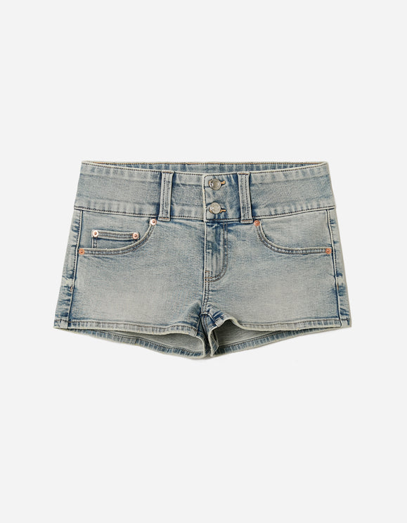 Tally Weijl Blue Low Waist Shorts, front flat lay view