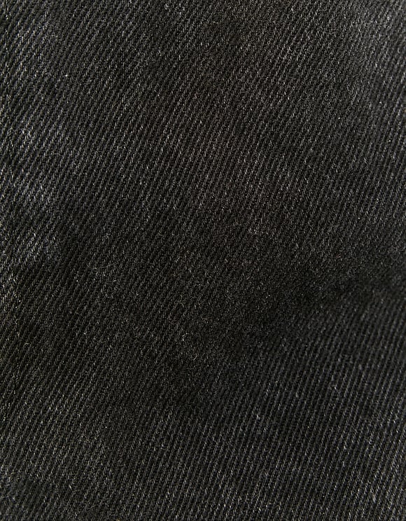 Close-up of black mom denim shorts detail