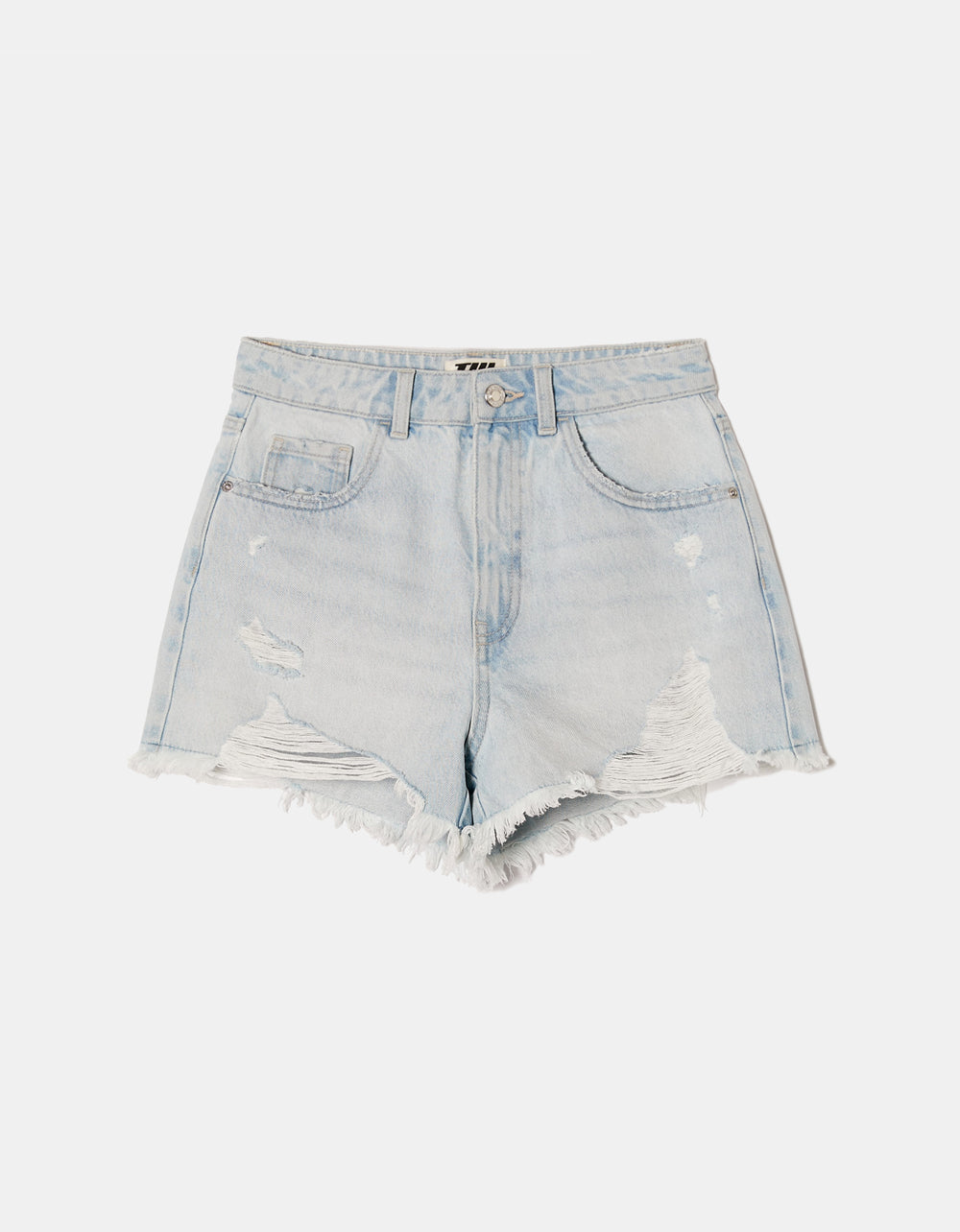 Tally Weijl High Waist Blue Mom Shorts Blue flat front view