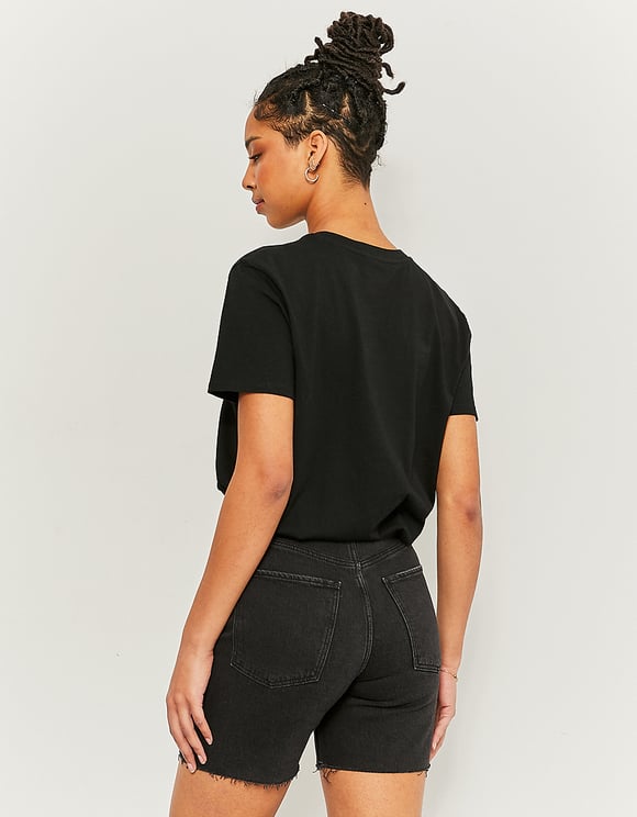 Ladies Bermuda Stretch Black Shorts-Back View