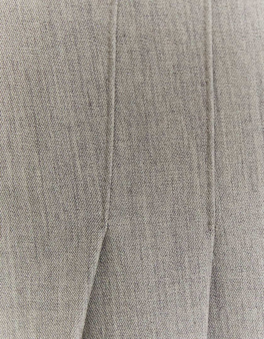 Ladies Grey Pleated Mini Skort-Close Up View