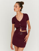 Tally Weijl Purple Knitted Skort With Double Belt Purple model front view