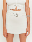 Tally Weijl White Knitted Skort With Double Belt White front view