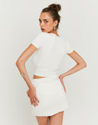 Tally Weijl White Knitted Skort With Double Belt White detail view