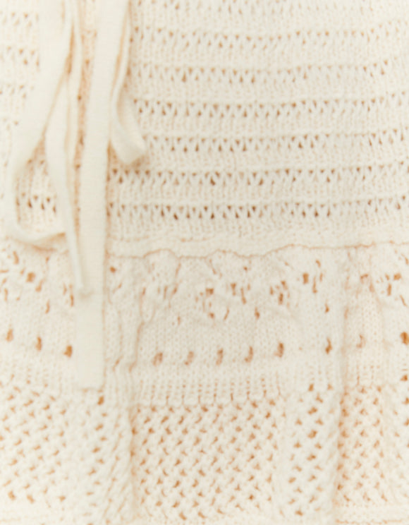 Tally Weijl White Midi Skirt with Ruffles, knit and ruffle detail