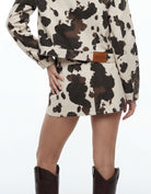 Tally Weijl Cotton Cow Print Mini Skirt BROWN detail view
