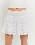 Tally Weijl White Low Waist Mini Skirt WHITE model front view