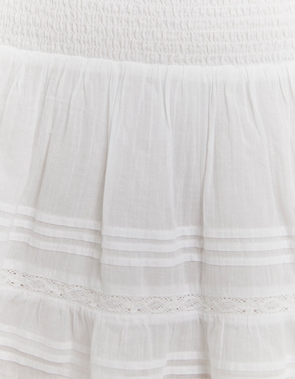 Tally Weijl White Low Waist Mini Skirt, lace and fabric detail