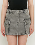 Tally Weijl Grey Denim Skirt With Cargo Pockets GREY front view