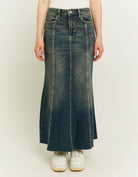 Tally Weijl Dark Wash Long Denim Skirt BLUE front view