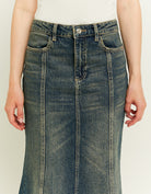 Tally Weijl Dark Wash Long Denim Skirt BLUE detail view