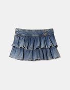 Tally Weijl Denim Mini Skirt With Ruffles BLUE model front view