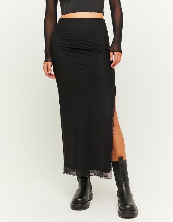 Ladies Black Fitted Skirt-Front View