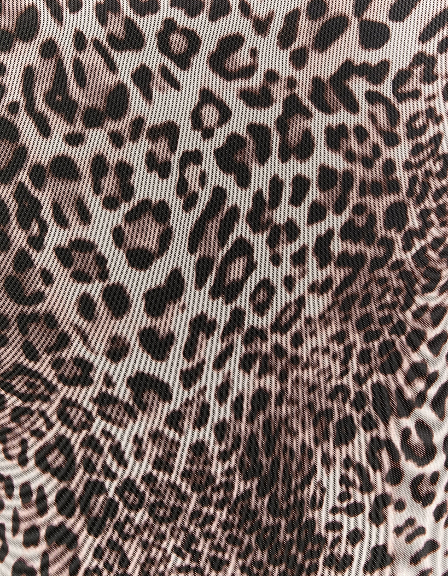 Ladies Leopard Print Syren Skirt With Red Lace Trim-Close Up View