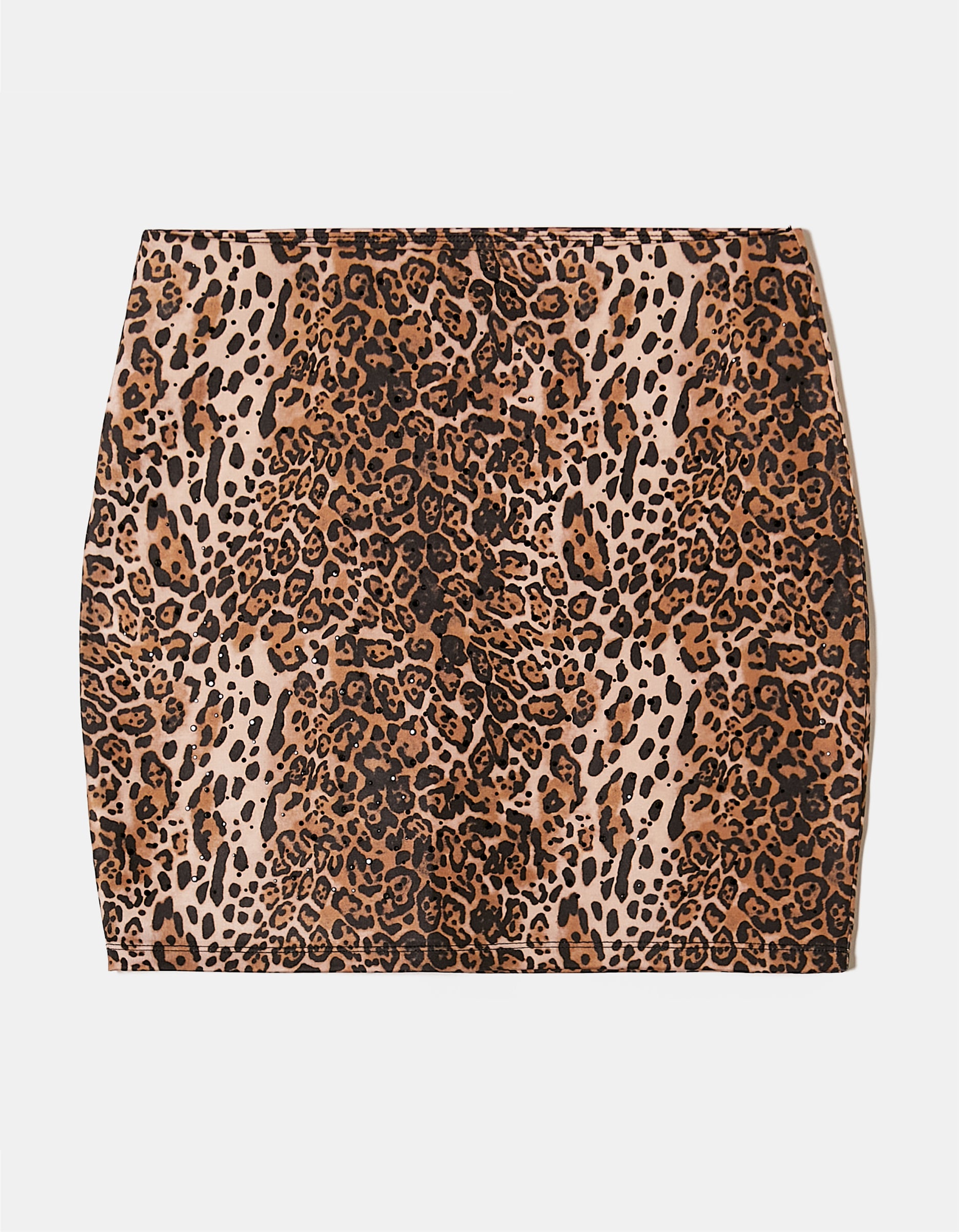 Ladies Leopard Print Skirt With Black Strass-Ghost Front View