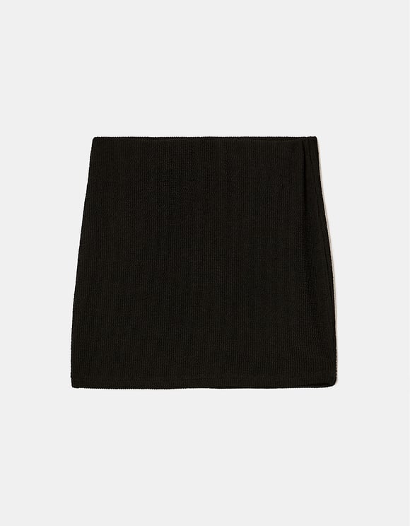 Ladies Basic Black Mini Skirt-Ghost Front View
