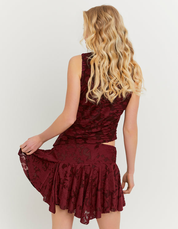 Tally Weijl Burgundy Floral Mini Skirt, back view