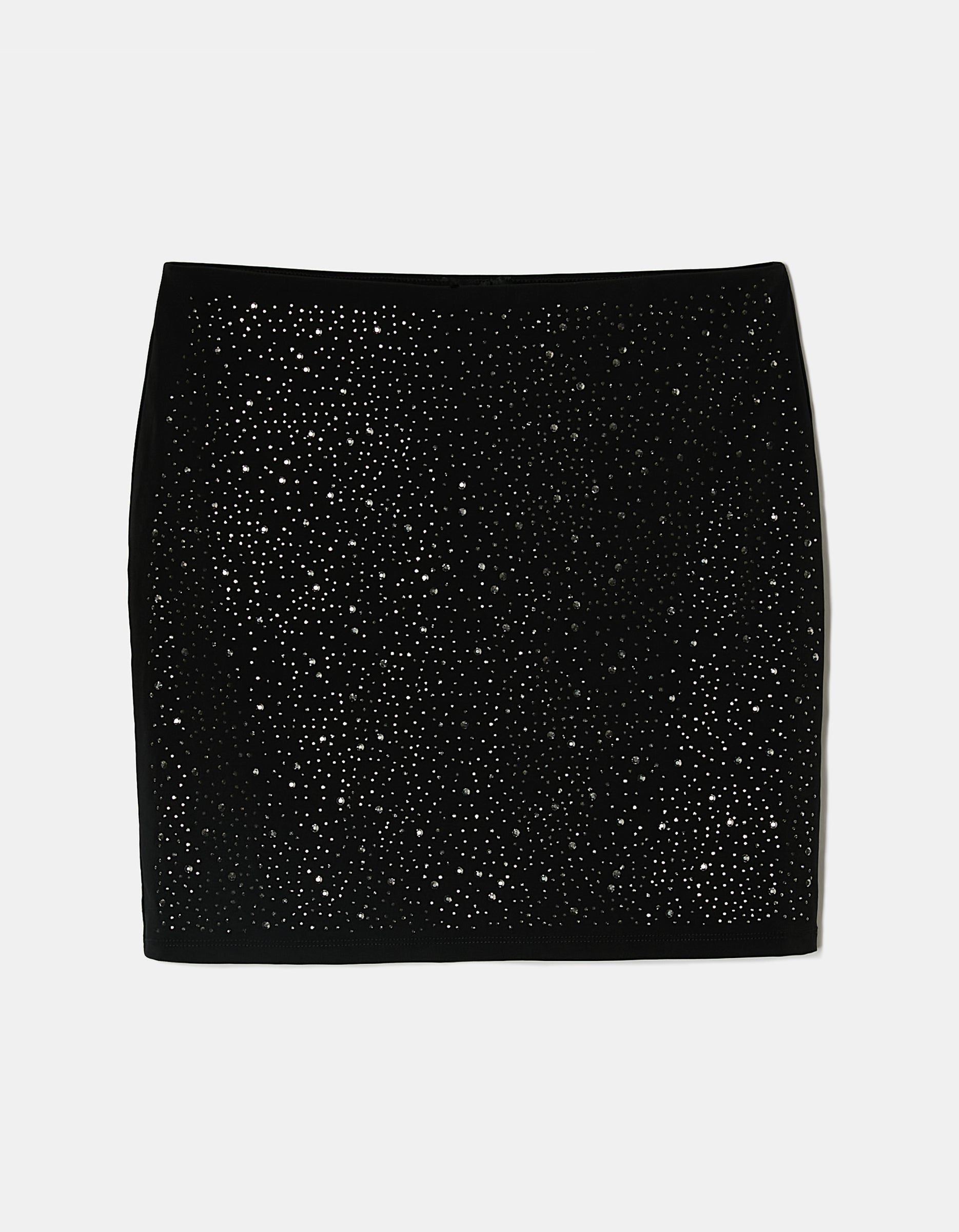 Ladies Black Party Skirt Wtih Strass-Ghost Front View