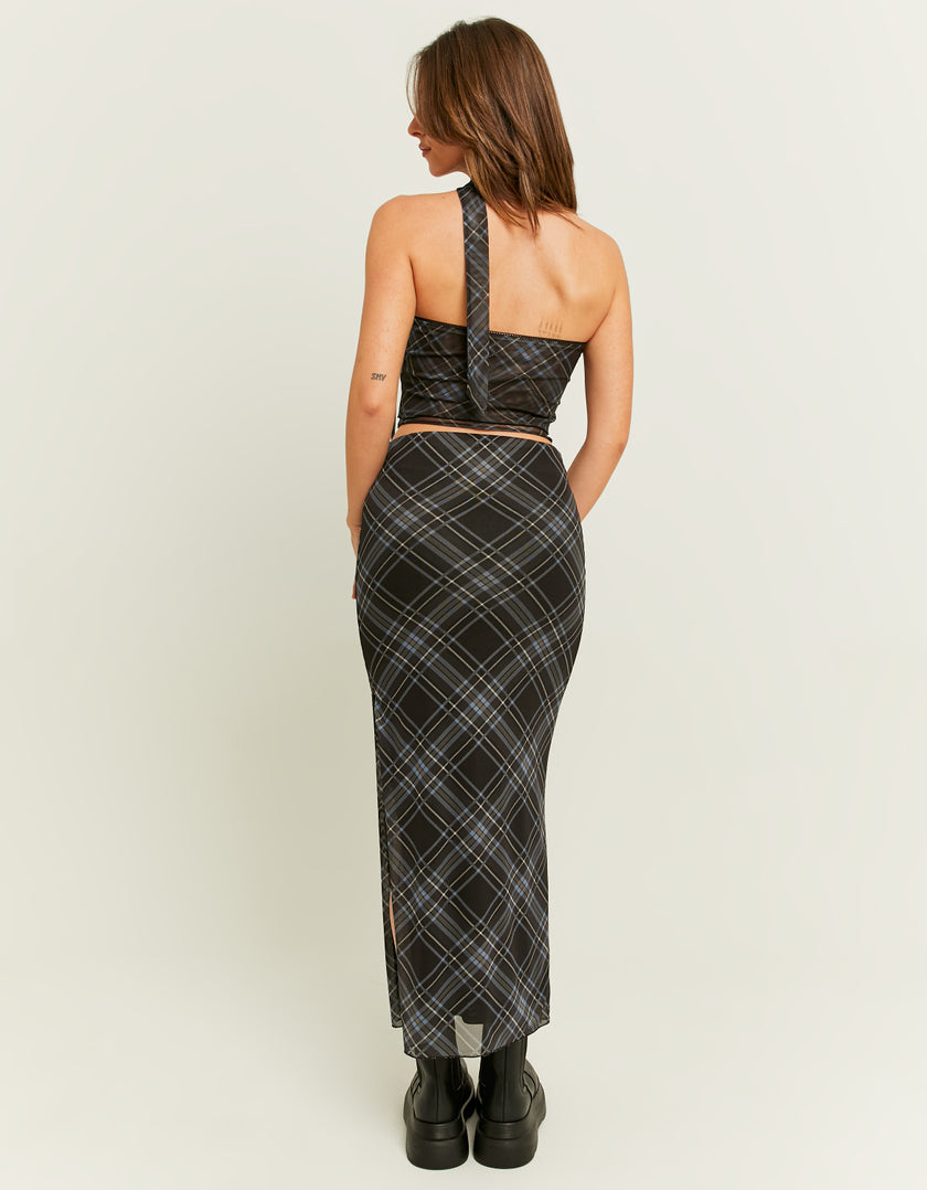 Ladies Long Skirt With Slit-Model Back View