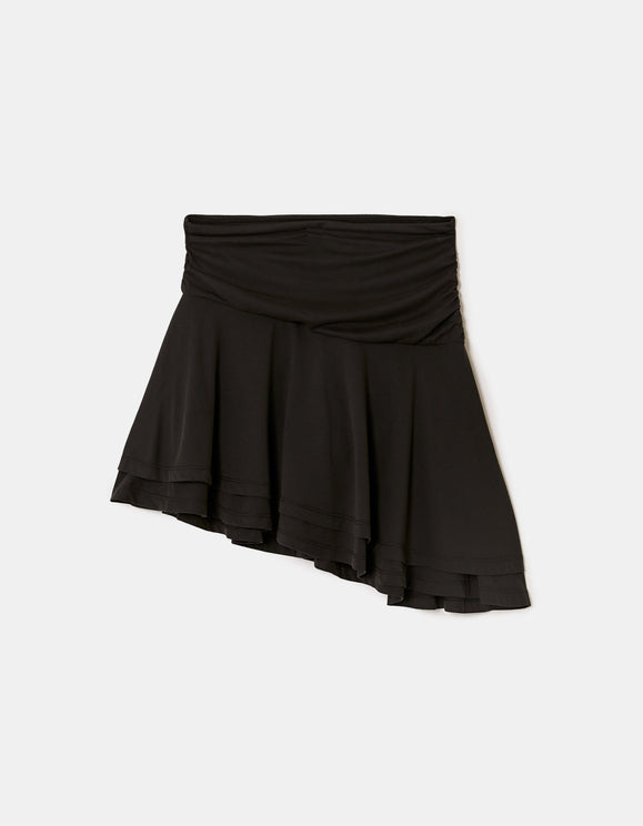 Tally Weijl Black Asymmetric Mini Skirt, front flat lay view