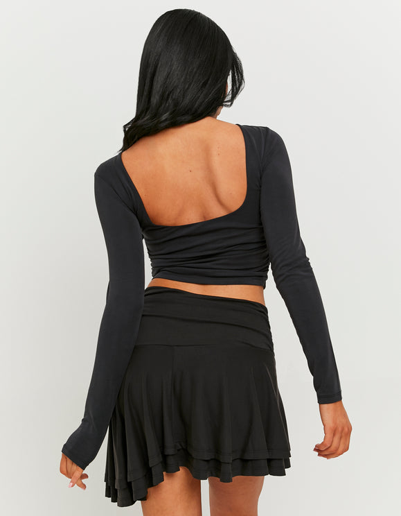 Tally Weijl Black Asymmetric Mini Skirt, back view
