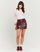Tally Weijl Burgundy High Waist Skort Burgundy model front view