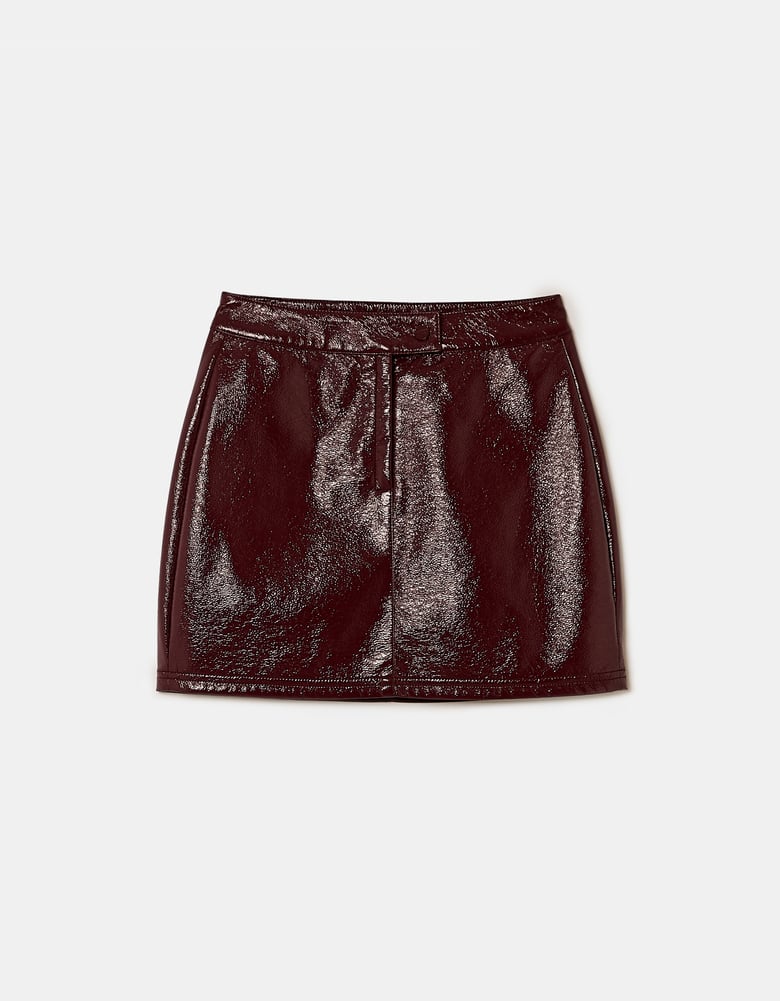 Ladies Burgundy High Waist Skort-Ghost Front View