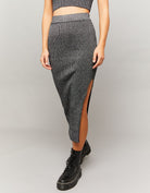 Tally Weijl Knit Lurex Skirt With Slit Black front view