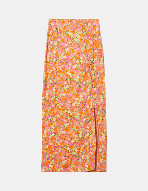 Tally Weijl Light Floral Skirt With Slit Multi Colour front view