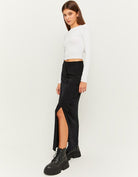 Tally Weijl Printed Black Slit Skirt BLACK model front view