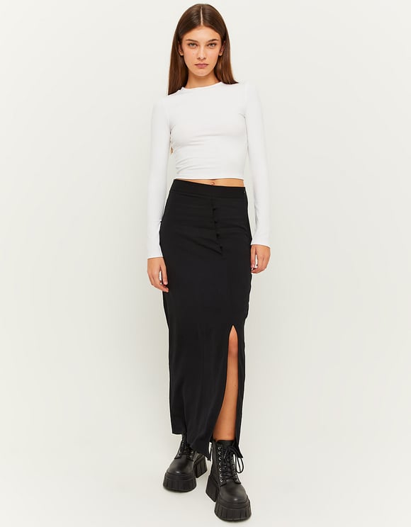 Tally Weijl Printed Black Slit Skirt BLACK front view